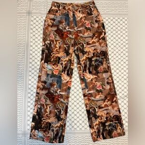 Size 28” Renaissance art print high waisted wide leg boyfriend jeans